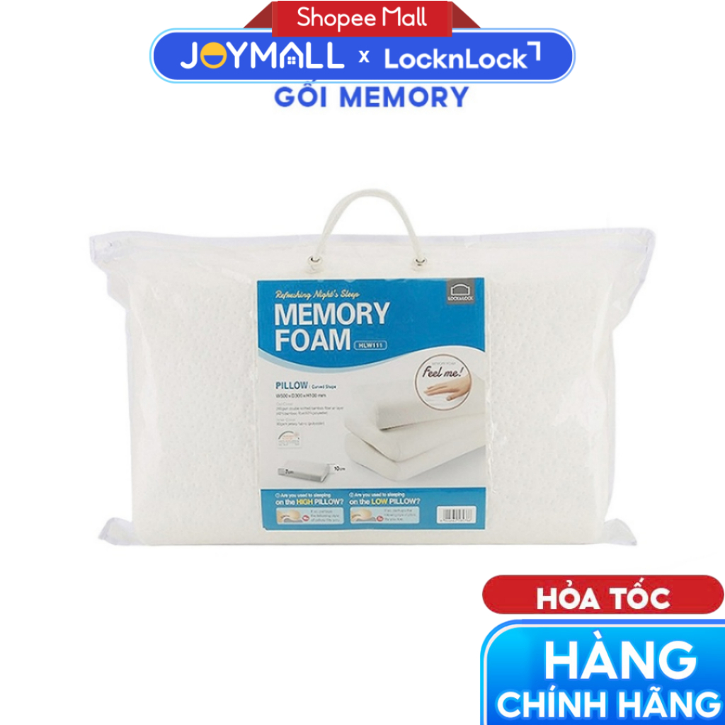 Gối Memory Foam 50D LocknLock HLW111 HLW112 HLW114, Hàng Chính Hãng, Ruột Cao Su Đàn Hồi - JoyMall