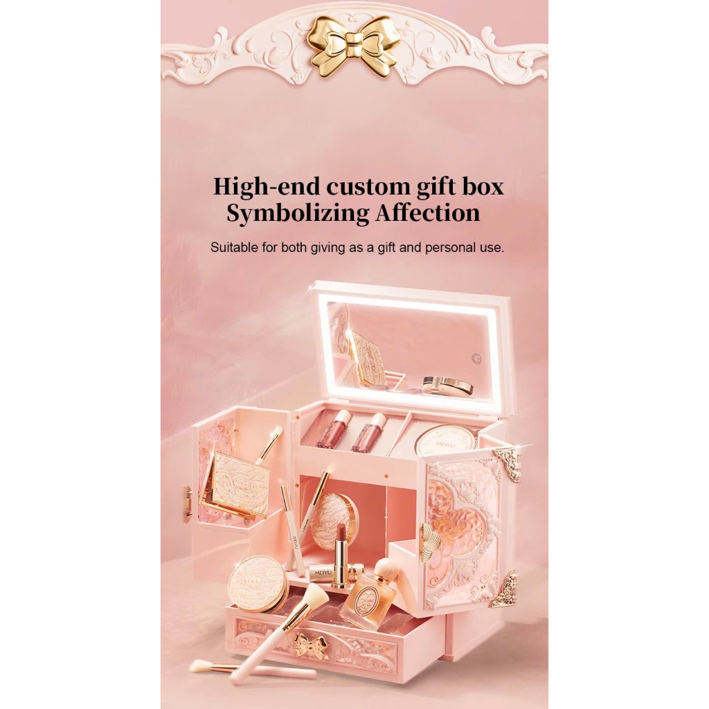Bộ Trang Điểm Cao Cấp MEIYU 14 Món - Cốp Quà Tặng Người Yêu Sang Trọng (Kèm Gương LED)