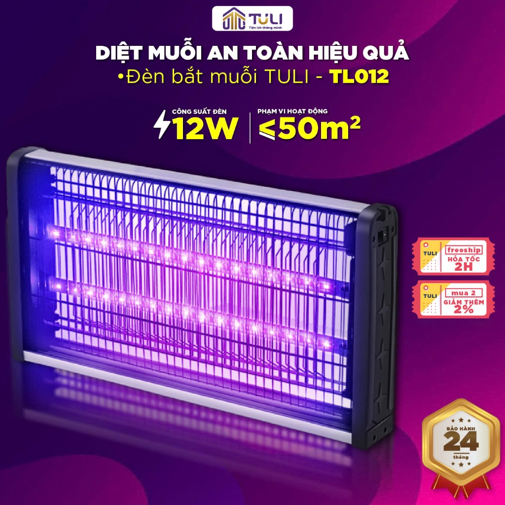 Đèn bắt muỗi TULI TL-012, 12W, Máy diệt đuổi côn trùng tự động, Hiệu quả Không độc hại, BH 24 Tháng