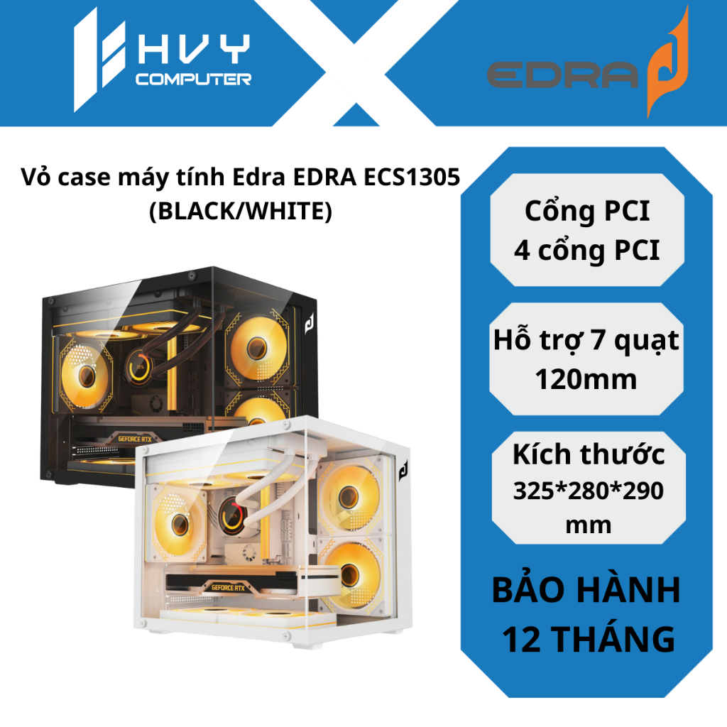 Vỏ case máy tính Edra EDRA ECS1305 (BLACK/WHITE) - Hàng chính hãng.