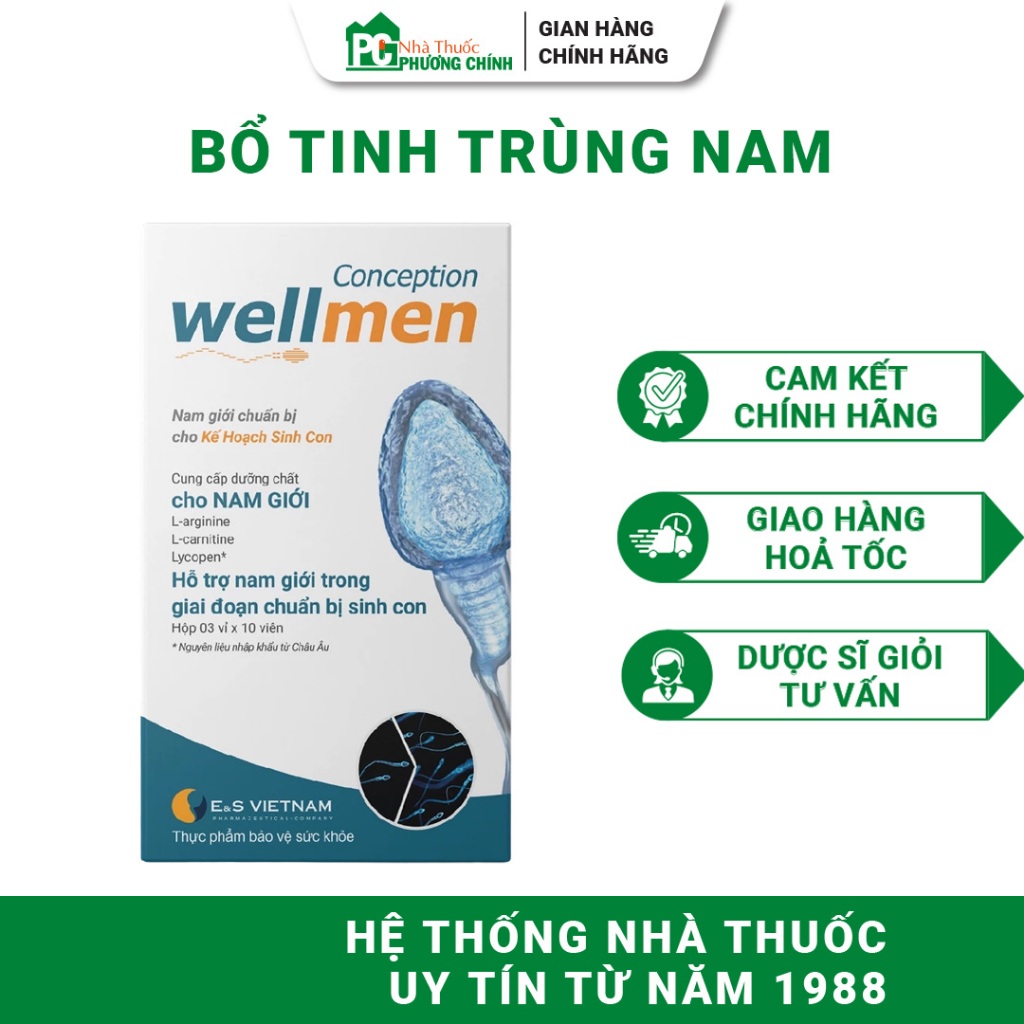 Bổ Tinh Trùng Nam Wellmen Conception - Hỗ Trợ Sức Khoẻ Giai Đoạn Chuẩn Bị Sinh Con 30 Viên/Hộp