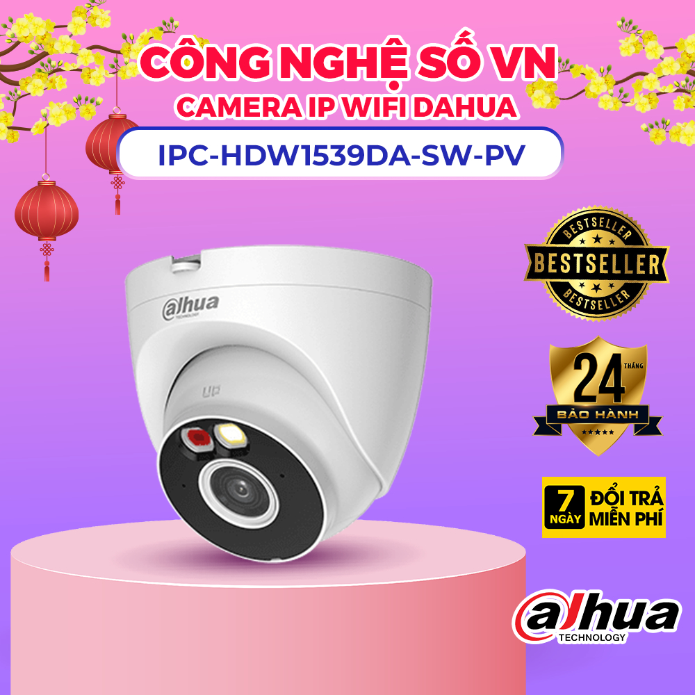 Camera IP WIFI DAHUA IPC-HDW1539DA-SW-PV 5MP cố định trong nhà