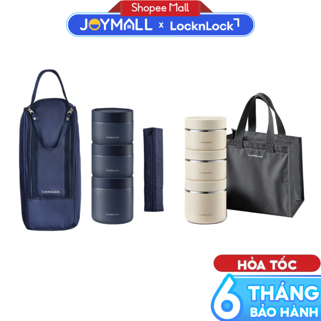 Bộ hộp cơm giữ nhiệt LocknLock Lunch Box LHC8052S01, LHC8052S02, kèm túi và muỗng đũa - JoyMall
