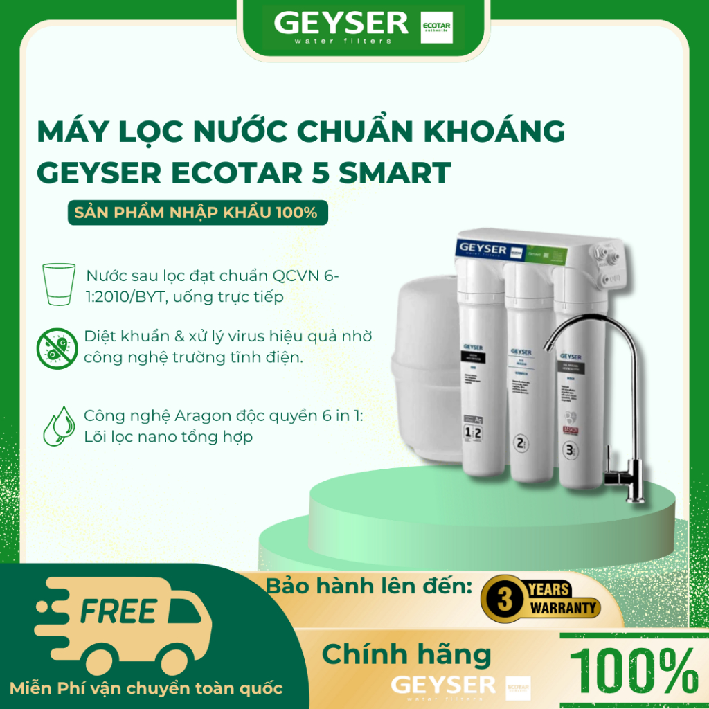 Máy Lọc Nước RO Geyser Ecotar 5 Smart - Hàng Chính Hãng Geyser Việt Nam