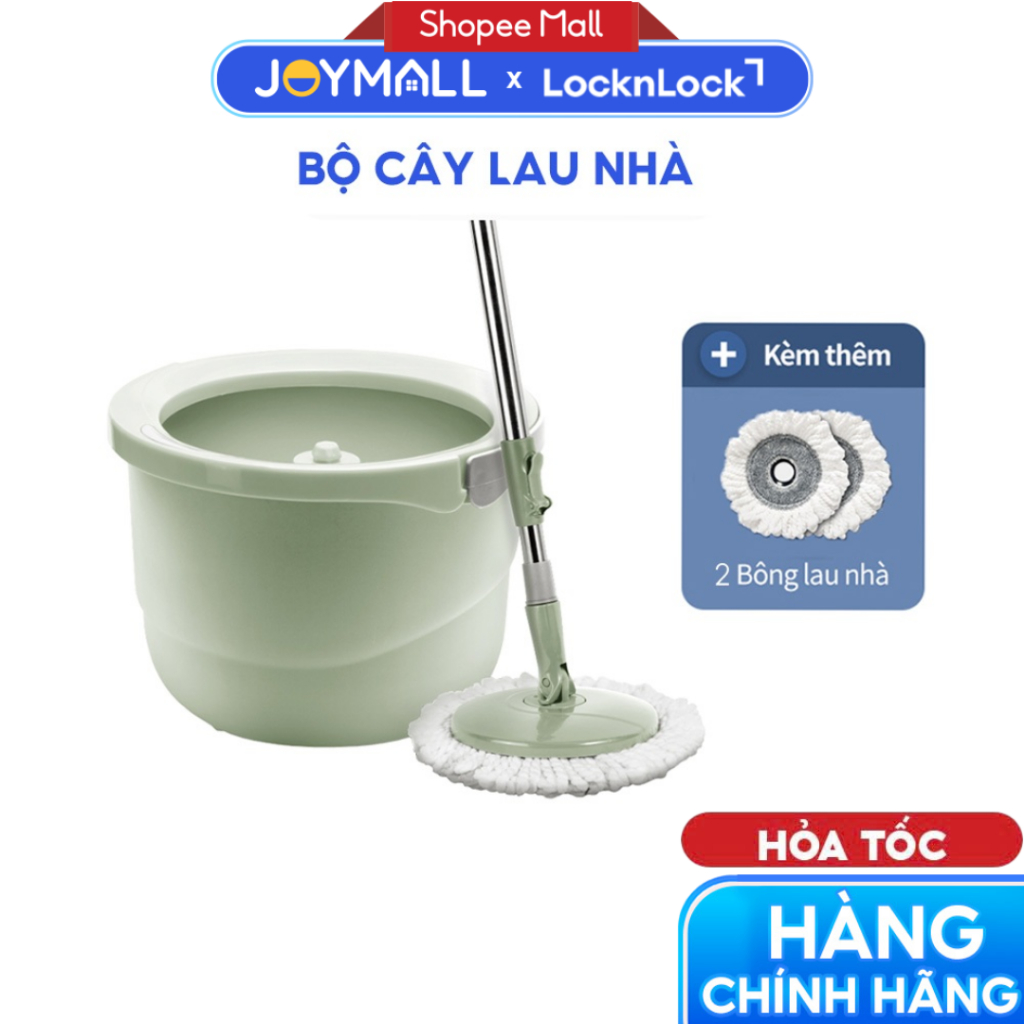 Bộ Cây Lau Nhà Vắt Tự Động LocknLock ETM498MIT, Hàng Chính Hãng, Xoay 360 Độ, 4 Bông Lau - JoyMall