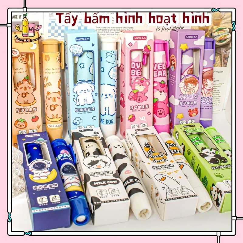 Bút bấm gôm tẩy bút chì siêu cute, dụng cụ học tập, văn phòng phẩm