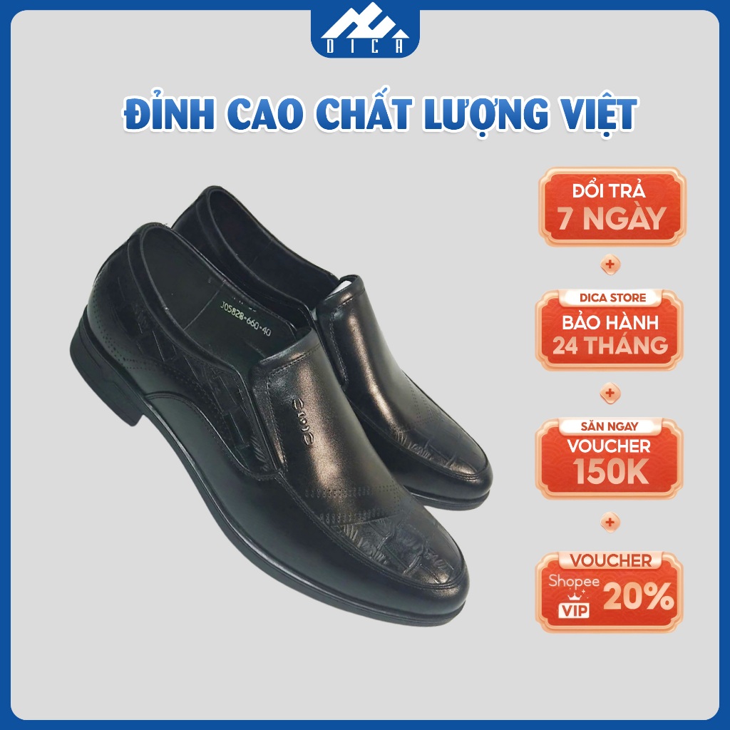 Giày Da Nam Mẫu Mới DICA, Màu Đen Sang Trọng,  Thanh Lịch, Form Chuẩn, Chất Da Thật Siêu Bền, Bảo Hà