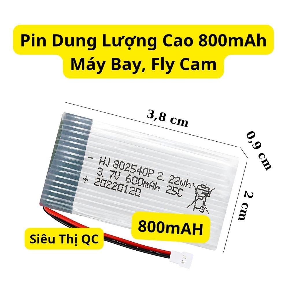Pin Dung Lượng Cao 600mAh Cho Flycam, Máy Bay Điều Khiển, Drone – Lipo 1S 3.7V 600mAh 25C Tương Thích Nhiều Thiết Bị