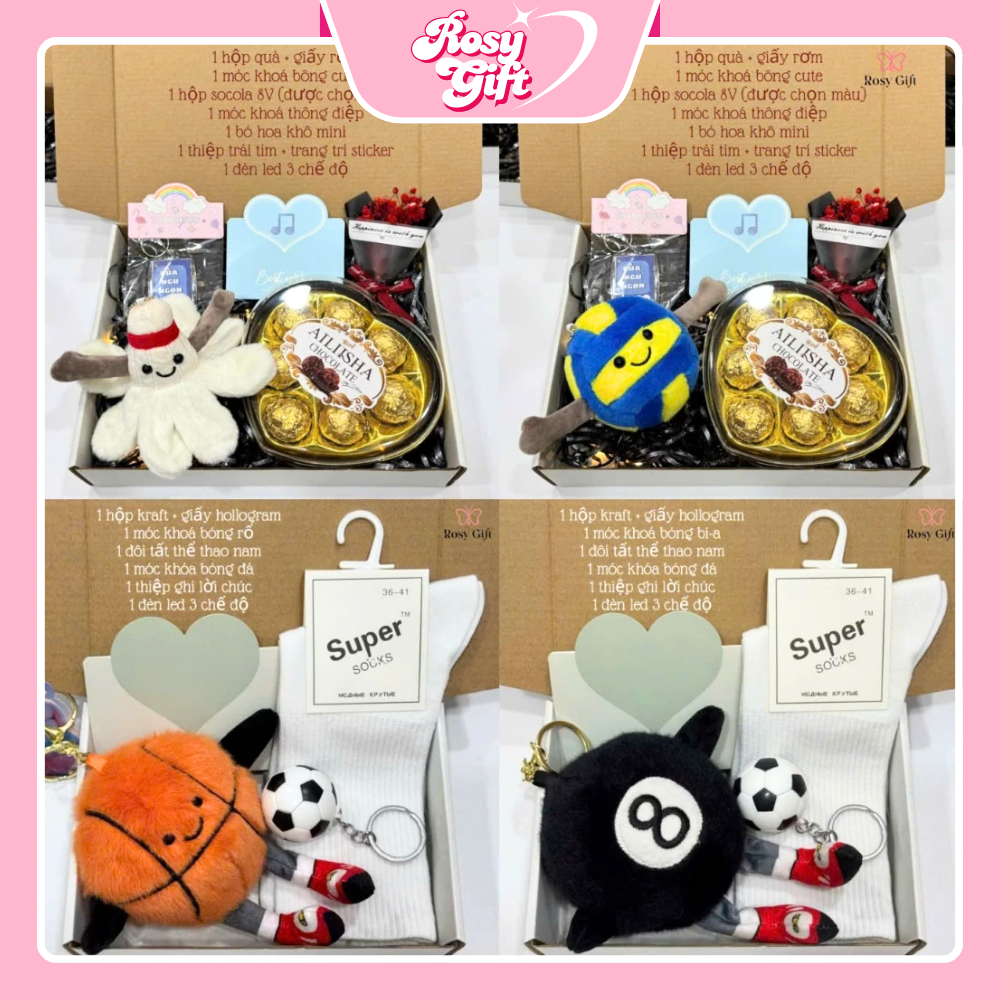 [Tặng Thiệp +Đèn] Set Quà Tặng Cho Nam Móc Khoá Thể Thao Tặng Sinh Nhật Trung Thu 19/11