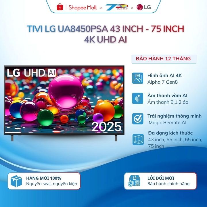 Tivi LG 43UA8450PSA, 55UA8450PSA, 65UA8450PSA, 50UA8450PSA Smart 4K UHD AI|BH chính hãng 12 tháng