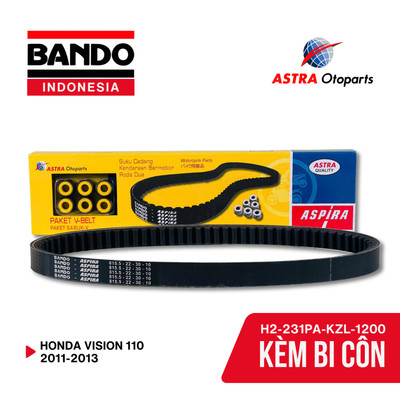 Bộ dây curoa & bi côn Bando Aspira cho xe Honda Vision KZL 2011-2014 mã H2-231PA-KZL-1200