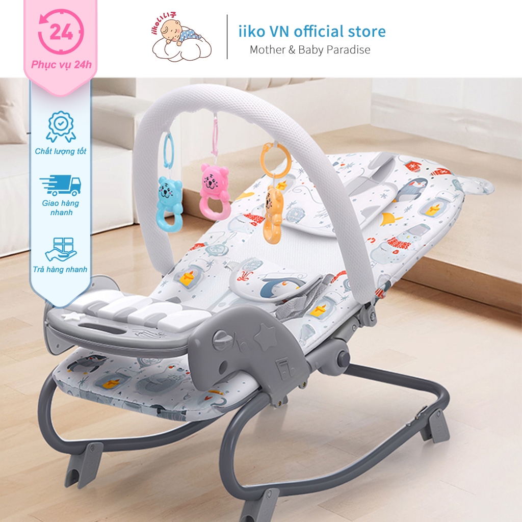 Ghế Rung Cho Bé 3-18 Tháng - Chất Liệu Thoáng Khí, Khung Nâng Cấp Chịu Lực 20kg - An Toàn Tuyệt Đối