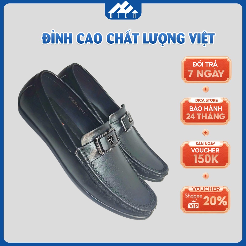 Giày Da Nam Mẫu Mới DICA 2026, Màu Đen Sang Trọng, Họa Tiết Khuy Cài Tinh Tế, Chuẩn Phong Cách Lịch 