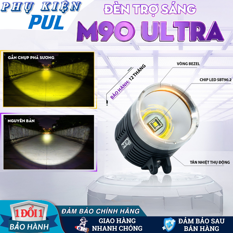 Đèn Trợ Sáng Led Titan Moto M90 Ultra 60W Nhiệt Màu 5500K - Tầm Chiếu Xa 800M, Bảo Hành 12 Tháng