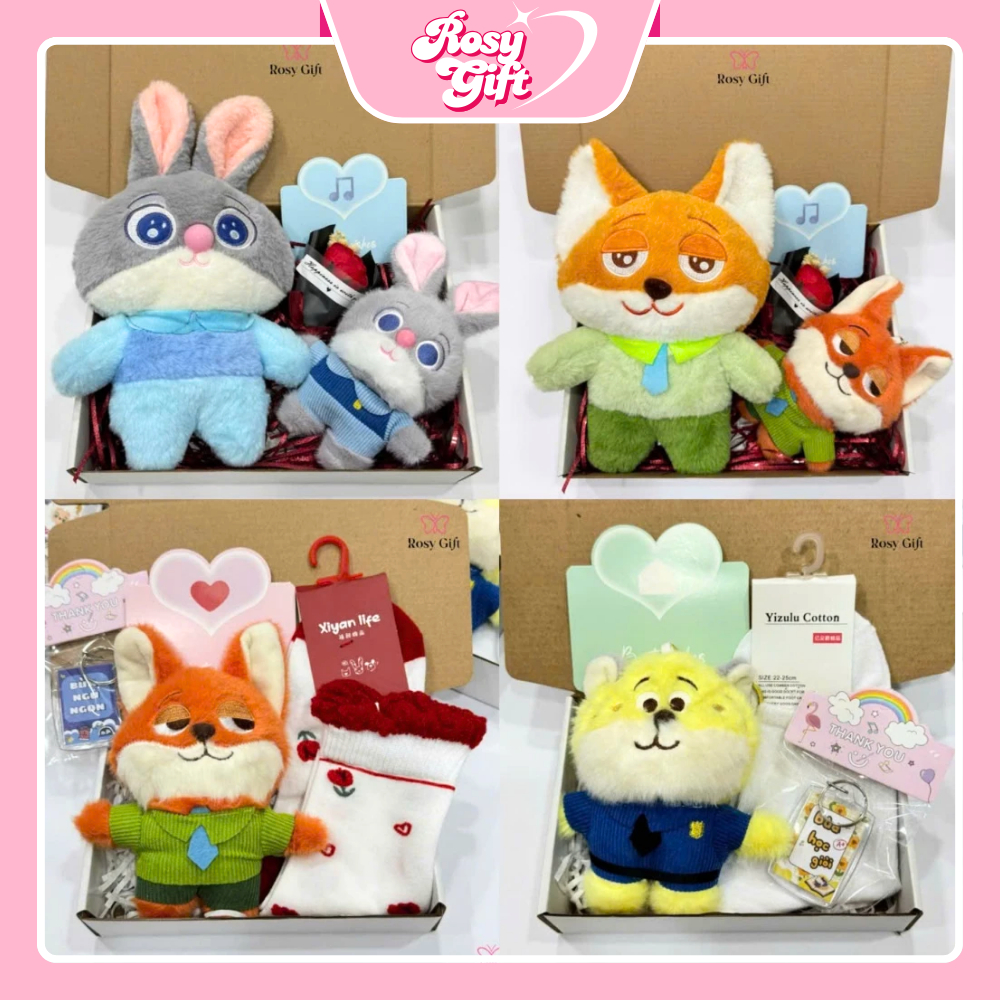 Set Quà Tặng Valentine Gấu Bông ZOOTOPIA - Set Quà Tặng Cho Người yêu, Quà Tặng Bạn Bè Sinh Nhật