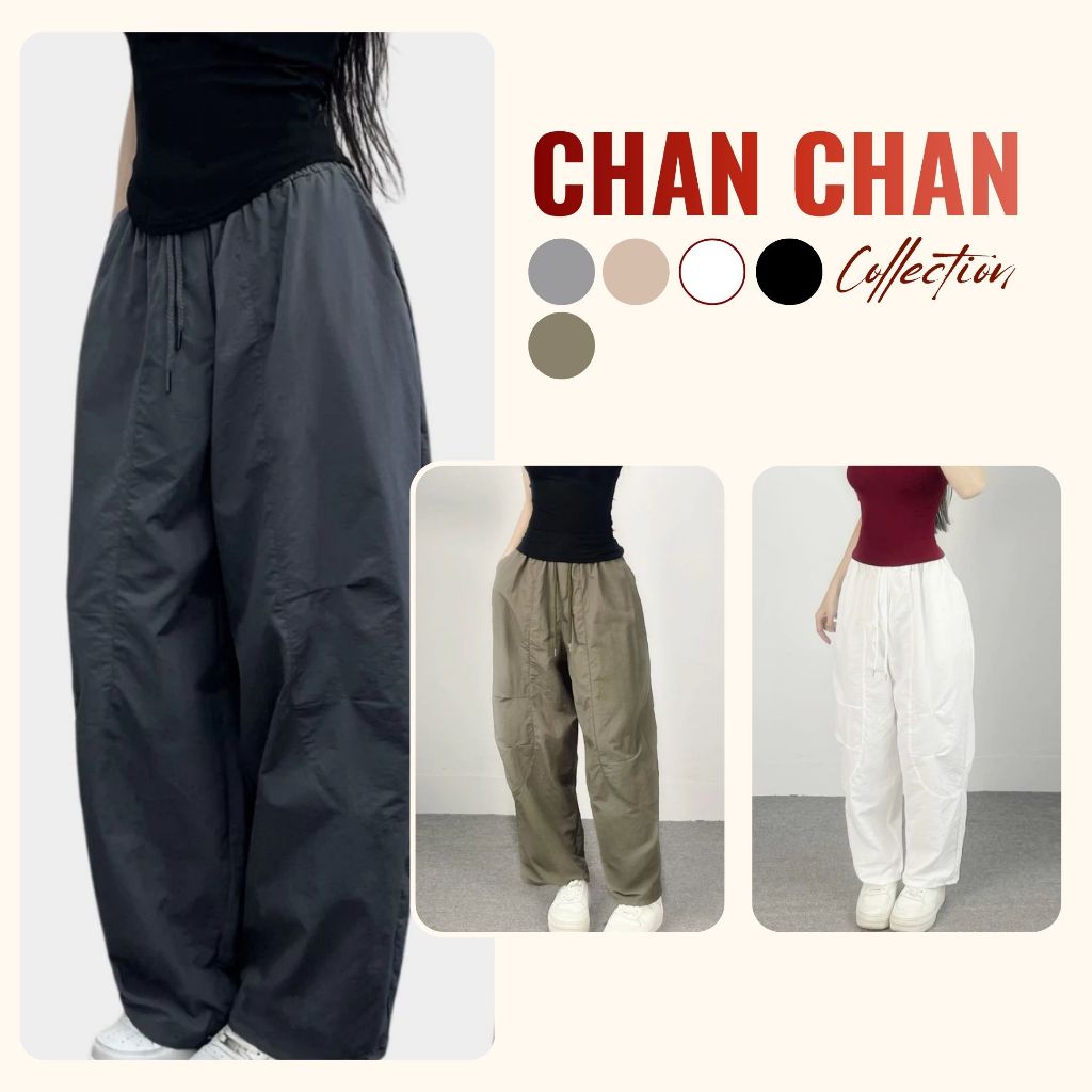 Quần Harem Parachute Pants BigSize ChanChan - Quần Gió Nhăn Dáng Thụng 2 Túi Streetwear Năng Động (S