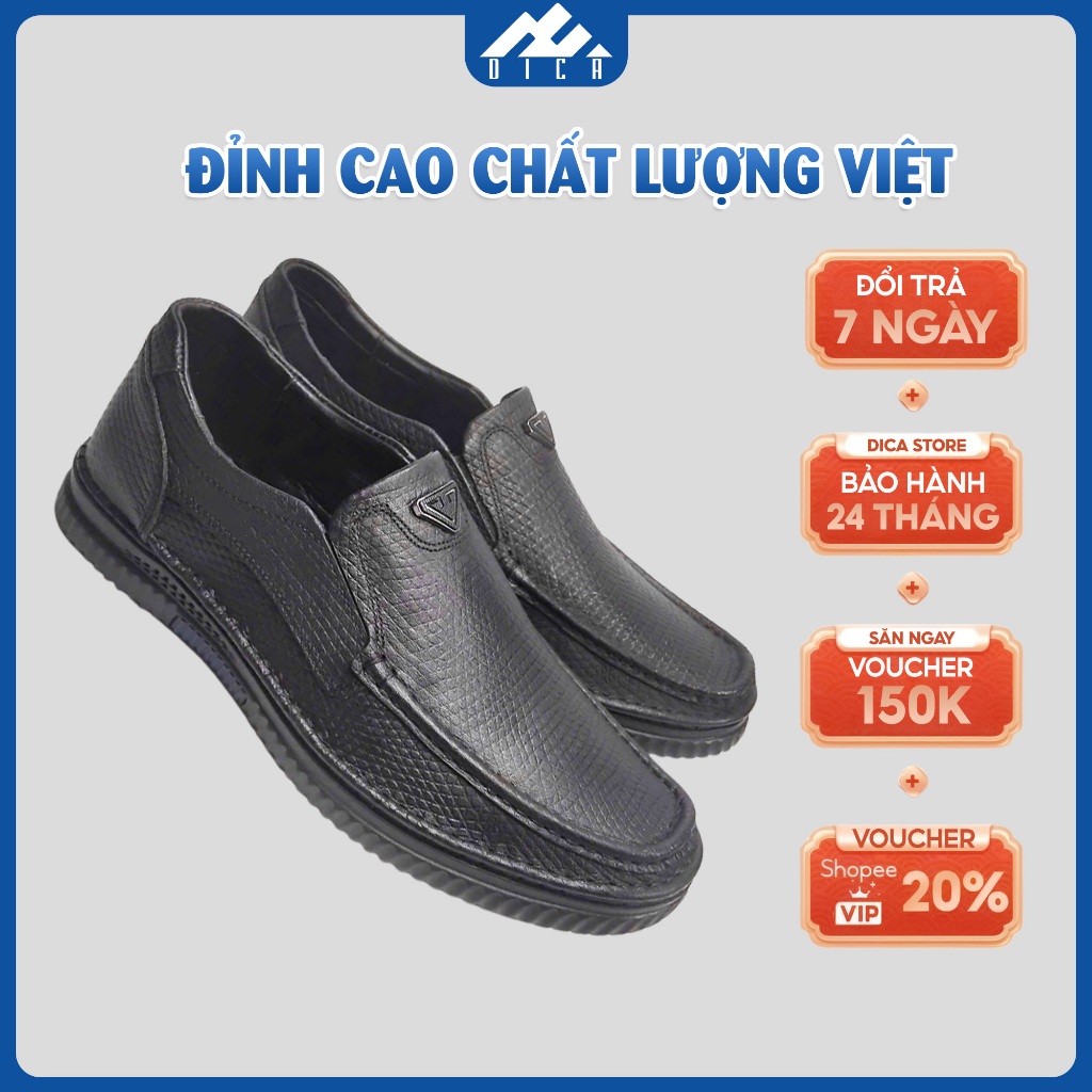 Giày Da Nam Mẫu Mới DICA, Màu Đen Sang Trọng, Đế Êm Nhẹ, Kiểu Dáng Thanh Lịch Siêu Đẹp, BH 24 Tháng