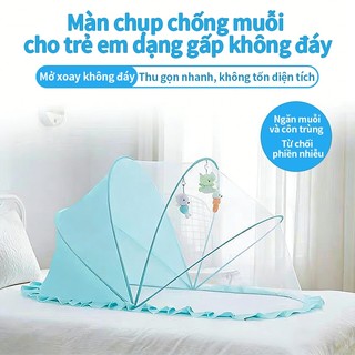 Màn Chụp Tự Bung Cho Bé, Mùng Chụp Gấp Gọn Trẻ Em Xinh Xắn Chống Muỗi Hiệu Quả, Có Vải Che Nắng