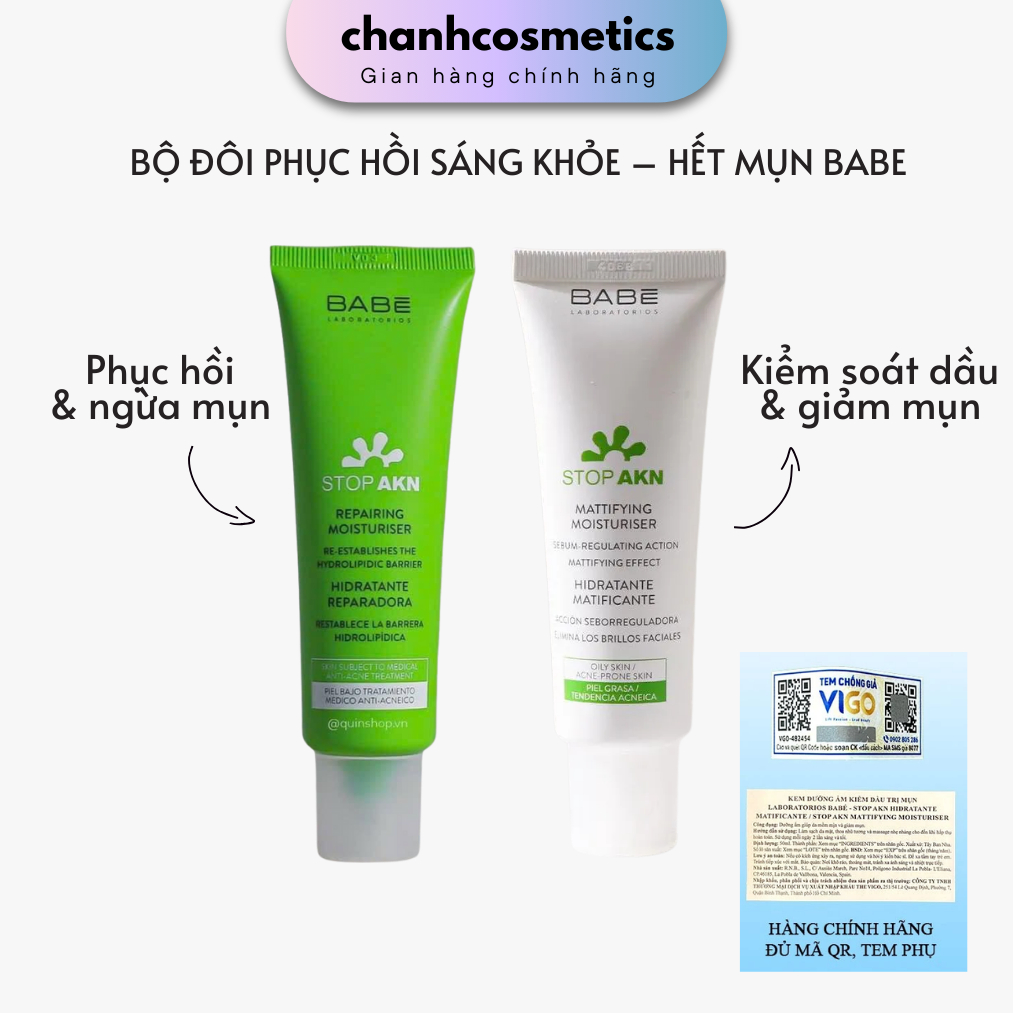 Kem Dưỡng Ẩm Babe Stop AKN Phục Hồi, Kiềm Dầu, Giảm Mụn CHANH COSMETICS
