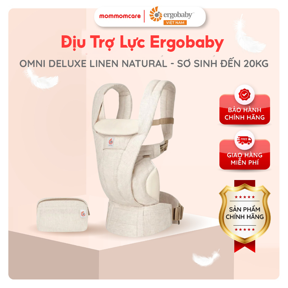 Địu Ergobaby Omni Deluxe Linen Natural Cho Bé Sơ Sinh Đến 20kg, Vải Lanh Thoáng Mát