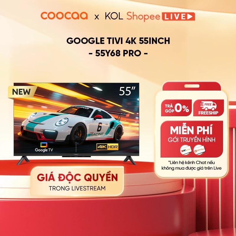 [Livestream] Smart TV Coocaa 55 inch 4K QLED Google TV 55Y68 Pro