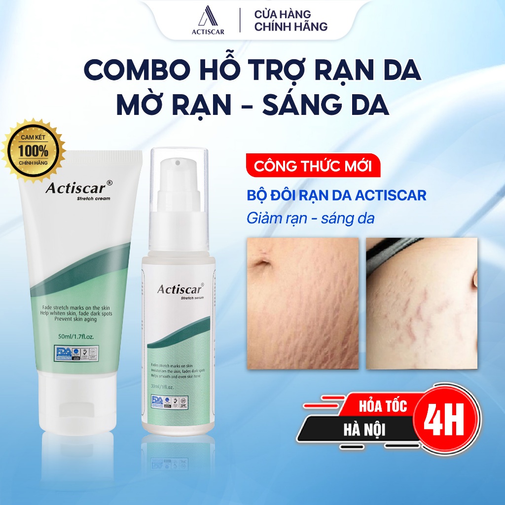 Combo Kem Rạn Da Actiscar Stretch 50ml và Serum Rạn Da 30ml