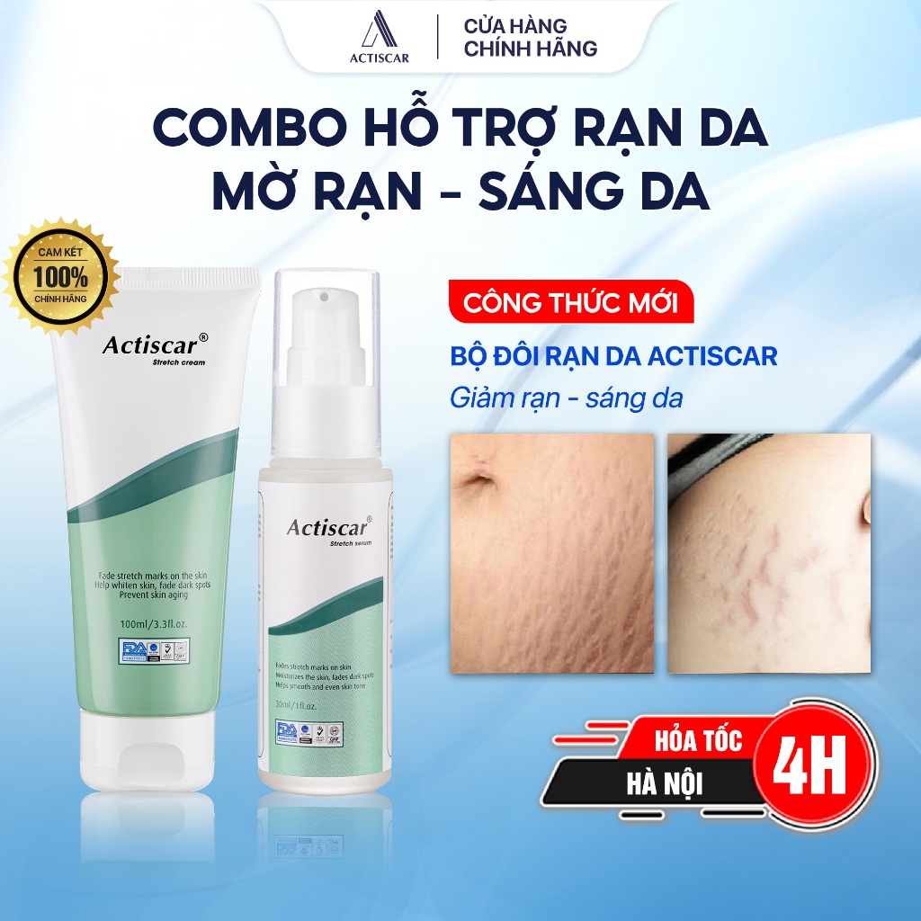 Combo Kem Rạn Da Actiscar Stretch 100ml và Serum Rạn Da 30ml