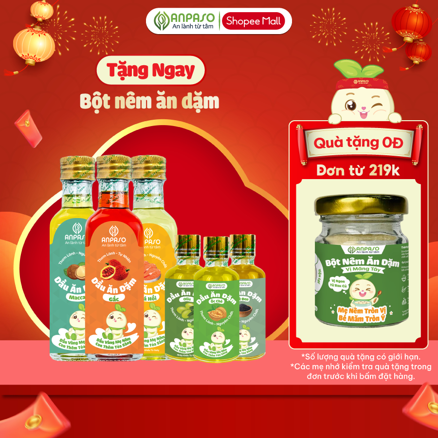 Dầu Ăn Dặm Cho Bé Anpaso - Set 3 dầu Oliu, Óc Chó, Cá Hồi 50ml, 100ml, 150ml - Dầu Chiên Xào 100ml