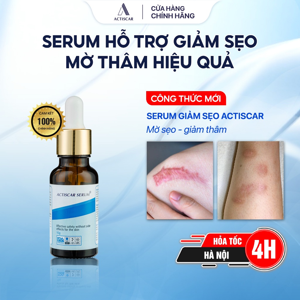 Serum mờ sẹo Actiscar 15g hỗ trợ mờ sẹo lồi, sẹo thâm, sẹo rỗ, sẹo đáy nhọn nhanh chóng tại nhà