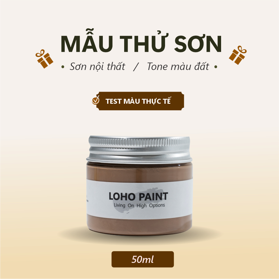 LOHO HOUSE Mẫu thử sơn tường tone màu nâu đất - Lon mẫu thử 50ml