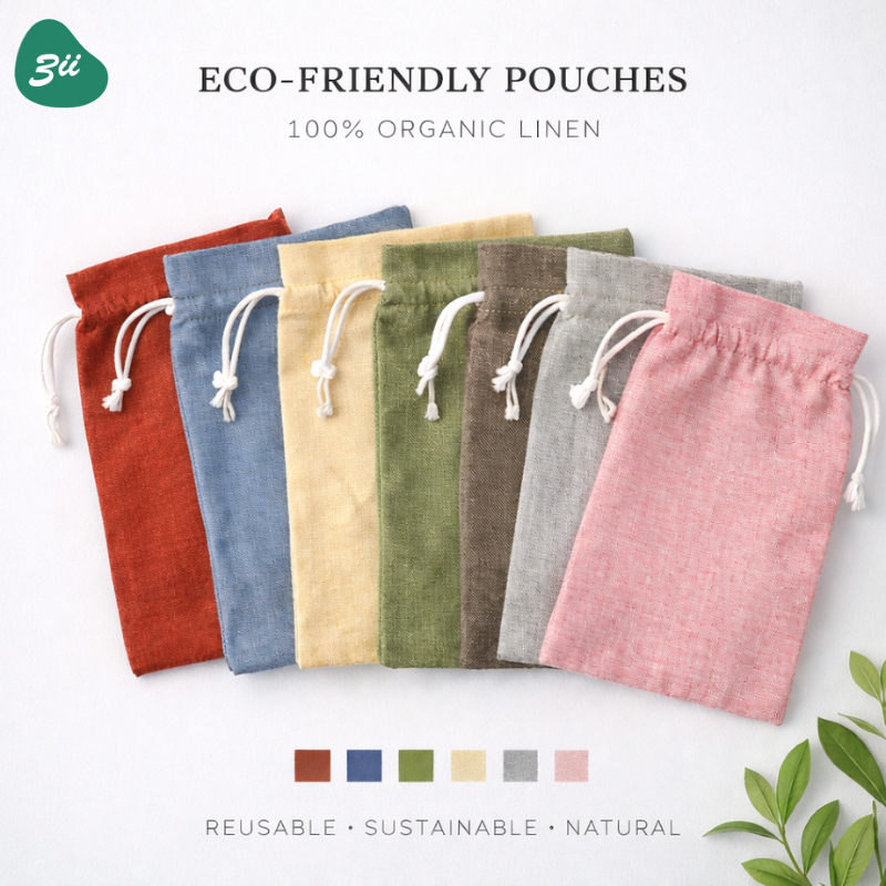 Túi dây rút mini 3II HOME Túi dây rút vải LINEN đựng mỹ phẩm trang sức đồ dùng cá nhân nhiều màu sắc