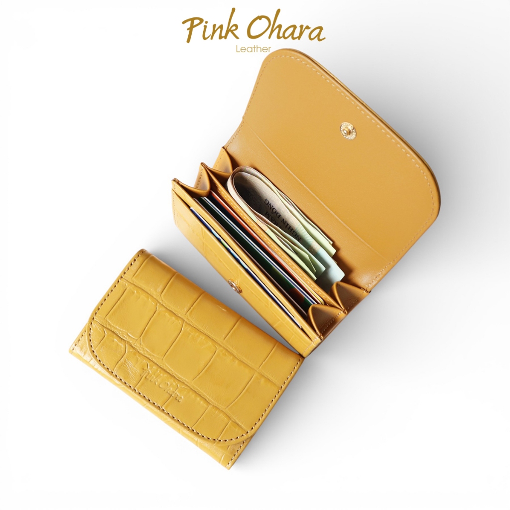 Ví Đựng Thẻ Card Mini PINK OHARA Sophia Da Bò Thật