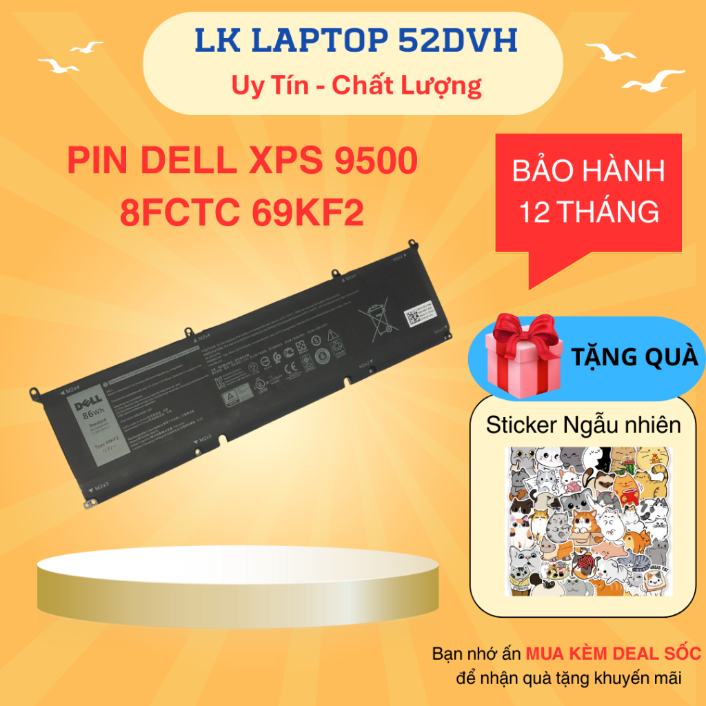 Pin Laptop Dell XPS 15 9500 69KF2 8FCTC 9510 9520, Precision 5550 5560 5570, Dell Inspiron 16 7610 7