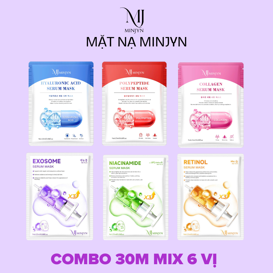 [COMBO 30] Mặt nạ giấy dưỡng da dưỡng trắng cấp ẩm thải độc chống lão hóa