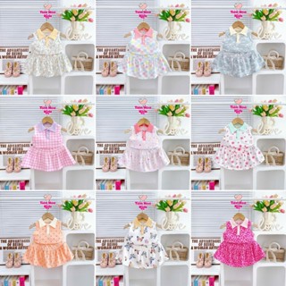 [Bé 7-18kg] Váy/Đầm Sát Nách Cổ Bẻ Cổ Trụ có quần chip Cotton Bozip Xuất Dư Mềm Mịn Mát Cho Bé Gái mặc đi học đi chơi