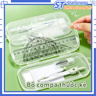 Bộ Compa Thước Kẻ Cao Cấp - Compa, Thước Kẻ Và Thước Đo Góc,Thích Hợp Cho Học Sinh Vẽ Và Đo.
