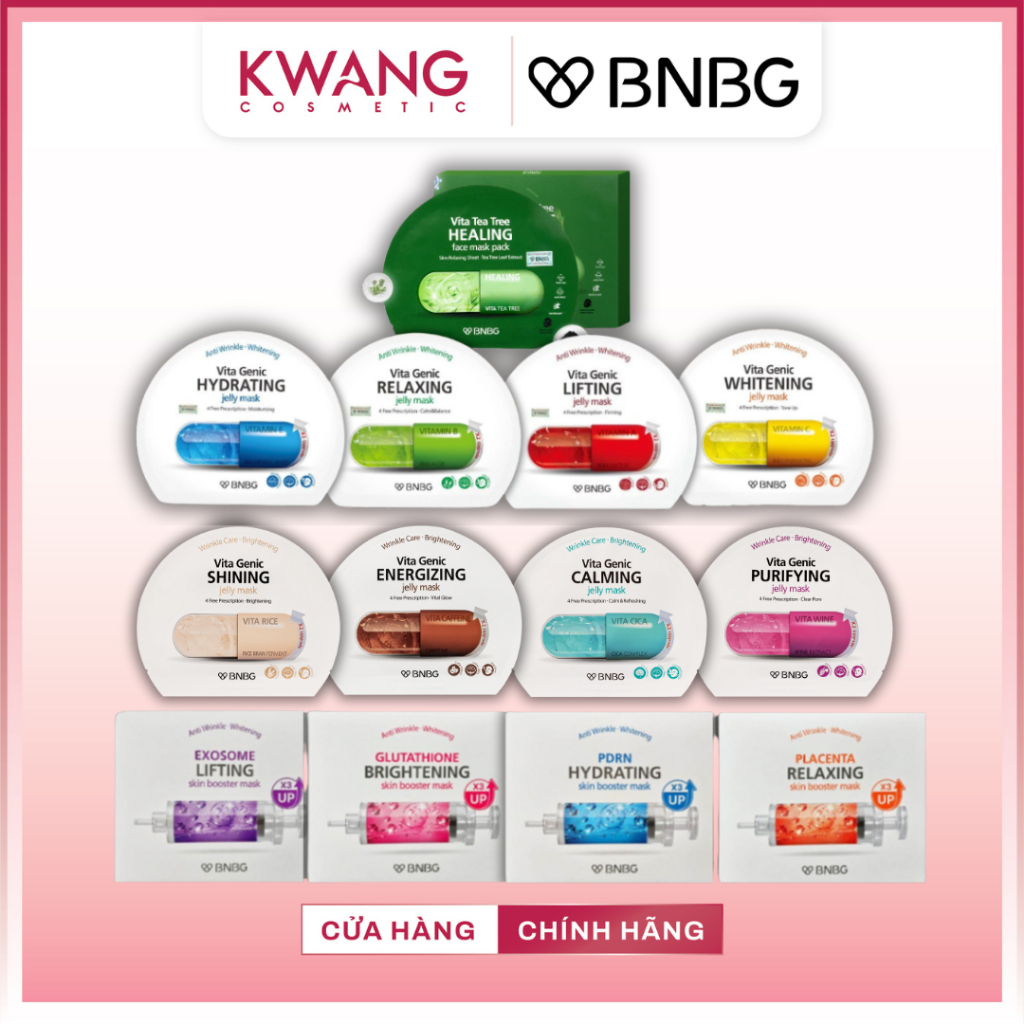 [BNBG] Hộp 10 Miếng Mặt Nạ Giấy BNBG Vita Genic Jelly và Skinbooster Mask Chăm Sóc Da 30ml