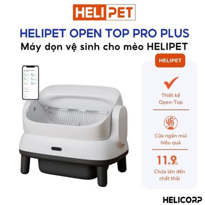 Nhà Vệ Sinh Cho Mèo Tự Động, Máy Dọn Phân Mèo Helipet Open Top Pro Plus Mới 2026