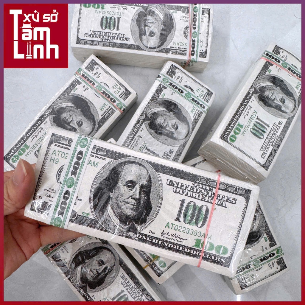 Tiền Vàng Mã Đô La Mỹ, Tiền Polymer Âm Phủ Đủ Mệnh Giá Cao Cấp Giấy Đẹp, In Sắc Nét, Xấp Dày Bọc NiL