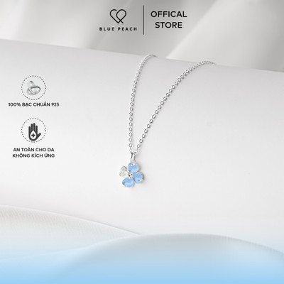 Dây Chuyền Bạc 925 Blue Peach DC Cỏ 4 Lá Tim Đá Moonstone V3 DC8680 size S
