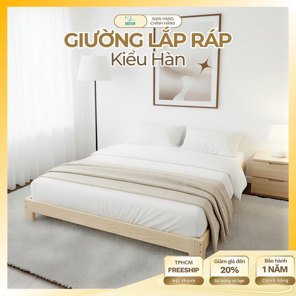 Giường Bệt Kiểu Nhật Bản Thấp, Khung Giường Lắp Ráp Gỗ Pallet Tự Nhiên Giá Rẻ 1m2x2m 1m4x2m 1m6x2m 1