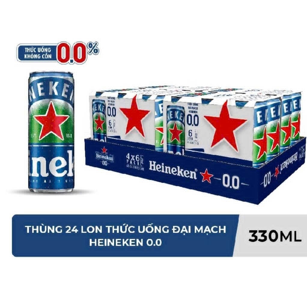 Bia Heniken Không cồn , không độ , 0.0% alcohol, trọn vị ngon, thoải mái lái xe - Thùng 24 lon 330ml