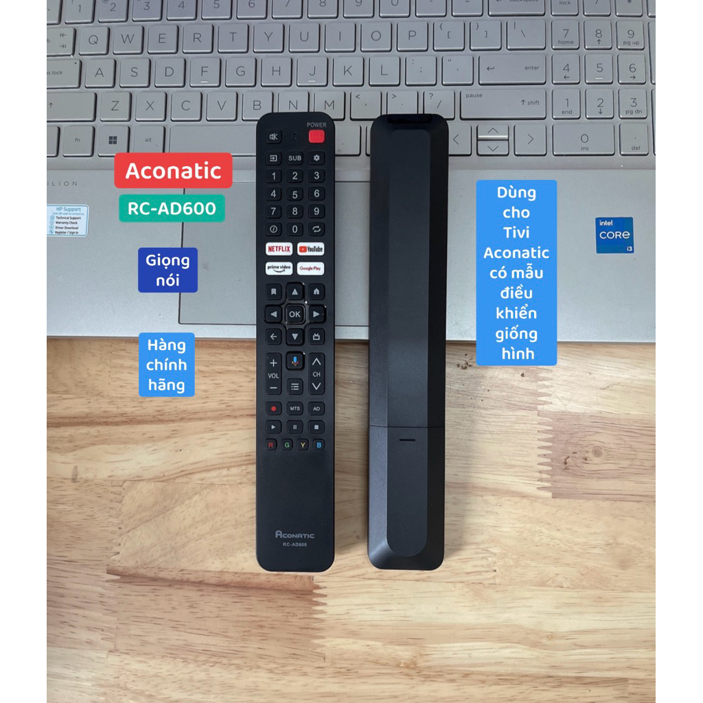 Điều khiển Tivi Aconatic RC-AD600 giọng nói hàng Zin theo máy
