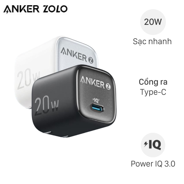 [HỎA TỐC] Sạc nhanh Type-C 20W Anker Zolo A2699 Chính Hãng Bảo Hành 12 Tháng