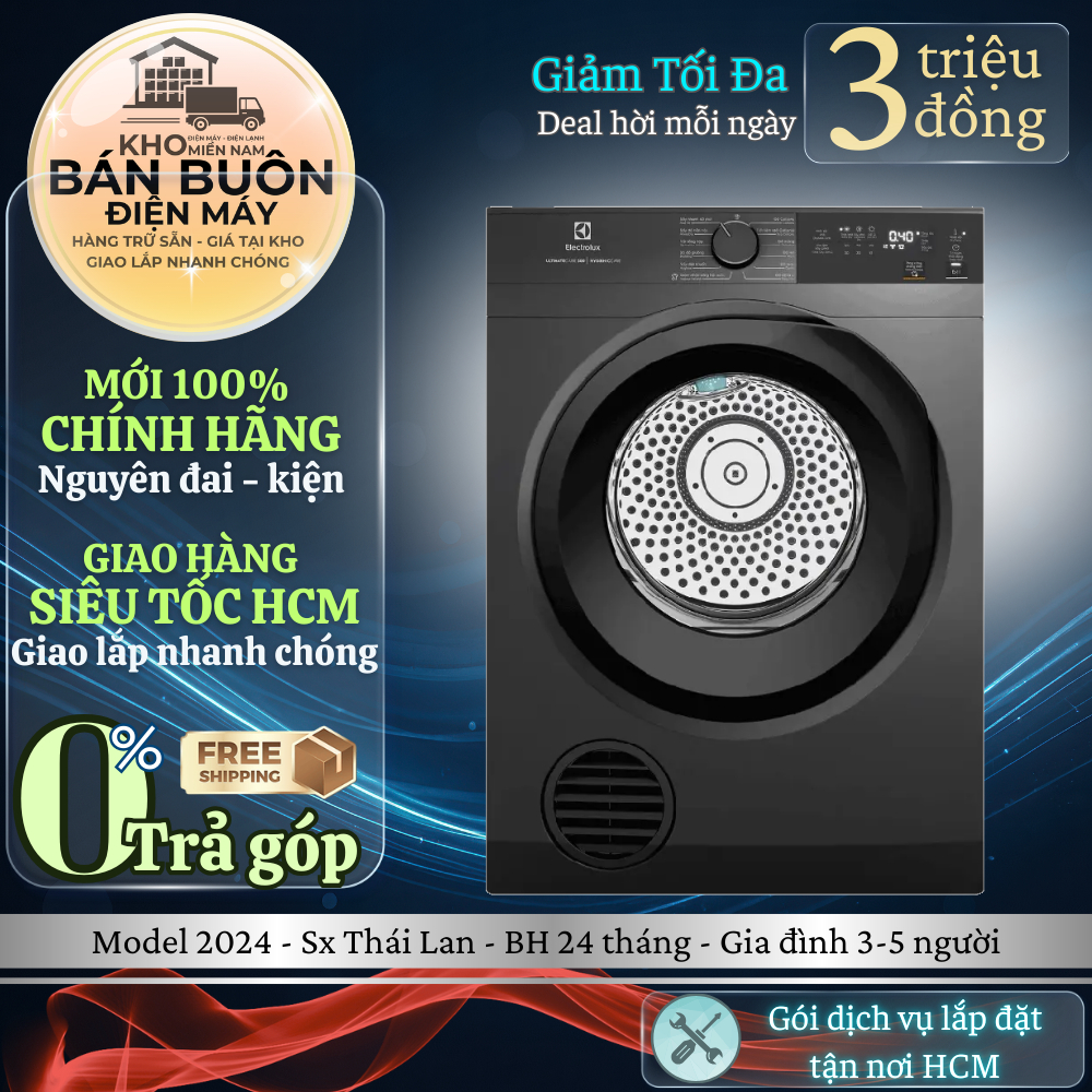 EDS904N3SC Máy sấy Electrolux – 9kg, Inverter, VapourRefresh, diệt khuẩn | EDS904N3SC