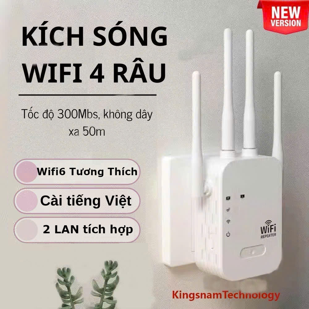 Kích sóng Wifi 4 râu tốc độ cao 300Mbs. Mở rộng vùng phủ sóng, cải thiện tốc độ mạng Wifi 6 phát Wifi từ dây Lan | BigBuy360 - bigbuy360.vn