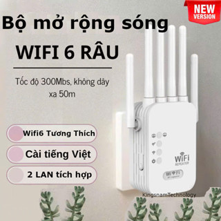Kích sóng Wifi 4 râu 6 râu tốc độ cao 300Mbs wifi 6 Mở rộng vùng phủ sóng Có cả phát Wifi từ dây Lan 1200Mbs