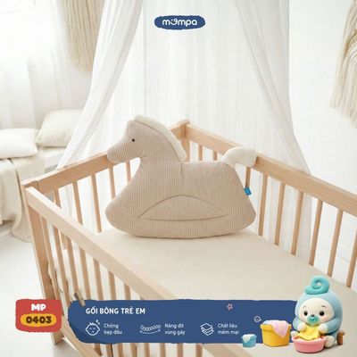 Gối cho bé sơ sinh Mompa ruột bông mềm mại chống bẹp đầu hoạ tiết động vật dễ thương MP 0394