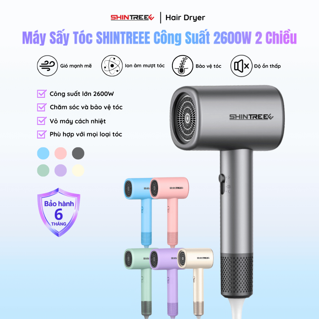 [TẶNG QUÀ] Máy Sấy Tóc SHINTREEE Công Suất 2600W Với 3 Chế Độ Nhiệt Sấy Khô Bảo Vệ Tóc Mượt Mà