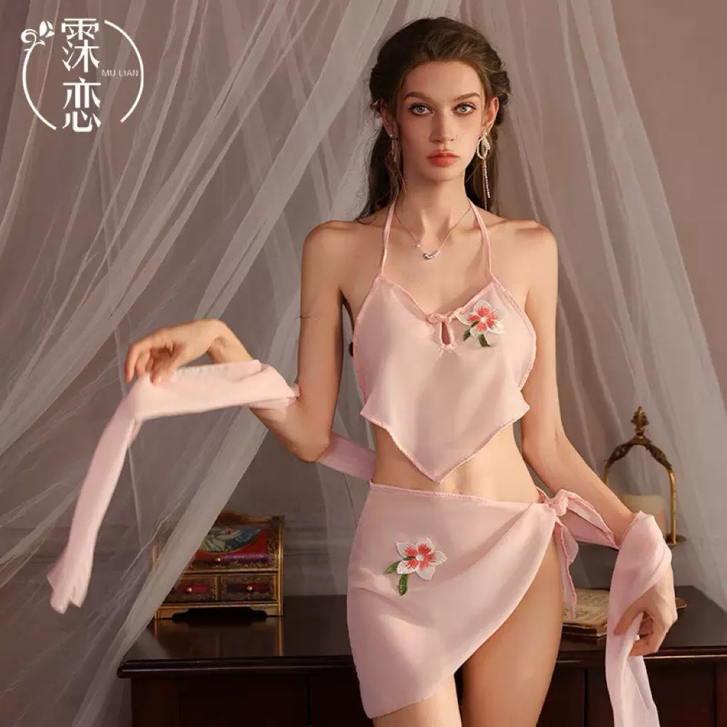 Đồ lót gợi cảm, bộ yếm hoa voan mỏng thêu hoa sexy quyến rũ | BigBuy360 - bigbuy360.vn